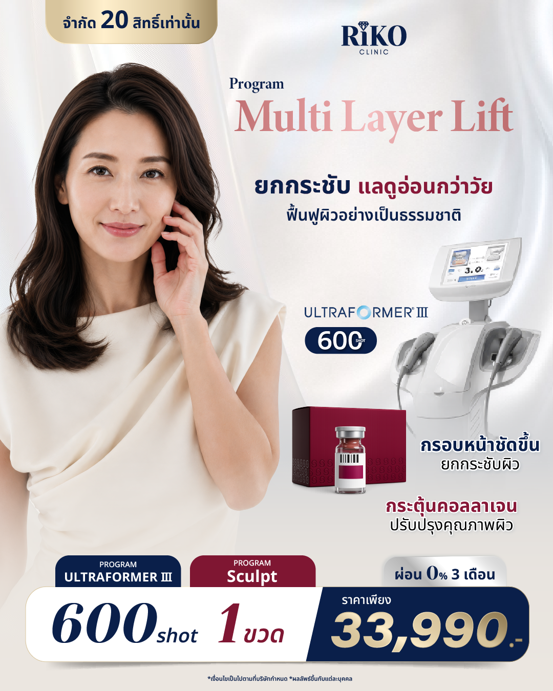 เปรียบเทียบผลลัพธ์ Ultraformer III และ Sculptra สคัลทรา ยกกระชับหน้า Riko Clinic ภาพที่ 1